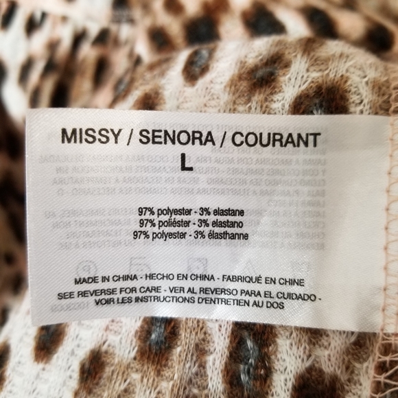 William Rast top Gryphon split neck peplum cheetah thermal shirt L - Picture 3 of 5